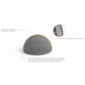 OSSEOMATRIX Acetabular Cup - Distributed by Prime Medical Concept OSSEOMATRIX Acetabular Cup Titanium Shell and Porous Fixation Interface